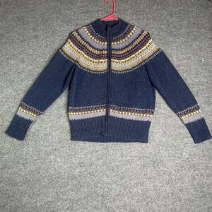 Tiara International Full Zip Knit Cardigan Size Large Multicolor Fair Isle
